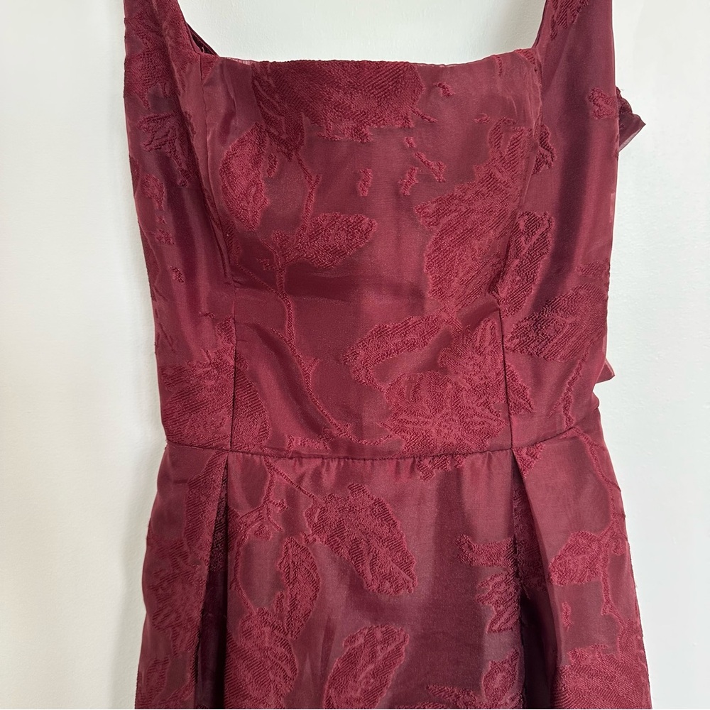 NWT Lulus Perfected Aura Red Jacquard Tie-Back Maxi Dress with Pockets - Picture 5 of 16